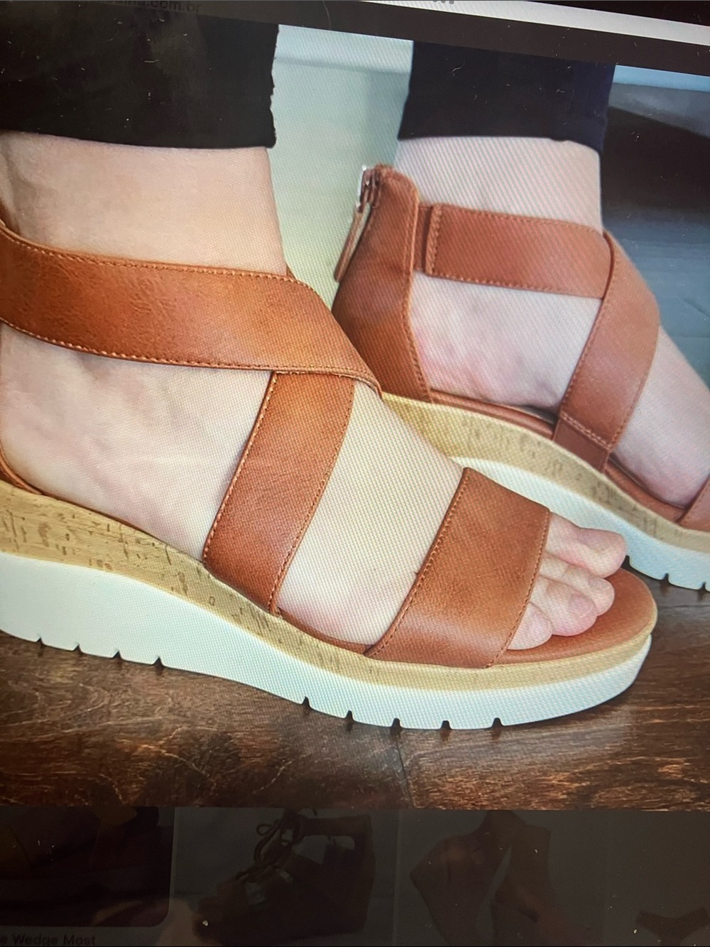 Soul Naturalizer Tan Leather Wedge zipper back sandals